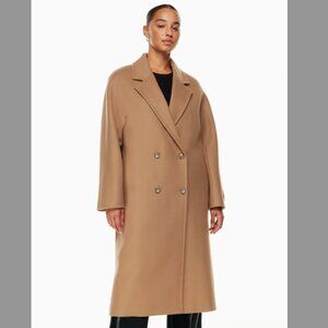 Aritzia tan wool slouch coat long double breasted